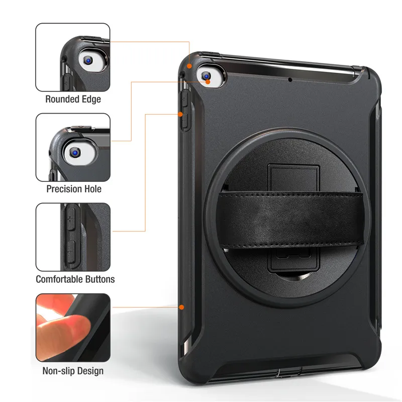 Pu Funda для iPad Mini 5 2019 чехол 7 9 360 Поворот kickstand 4 3 2 1 планшета кожаный ремешок на руку