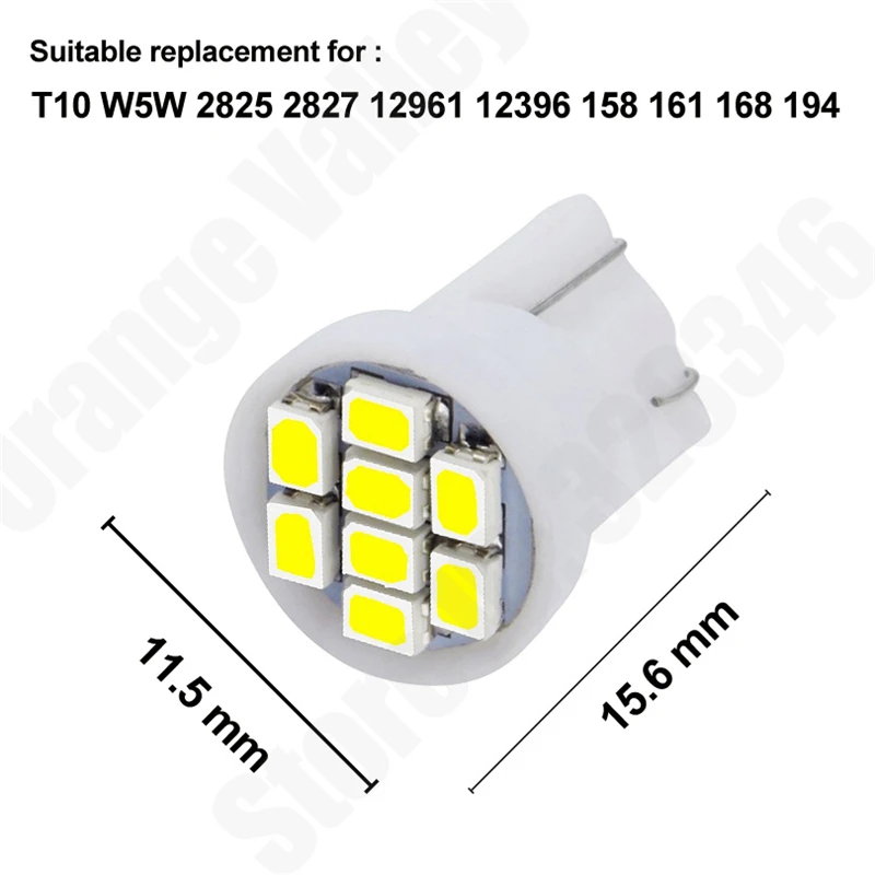100 шт. T10 1206 3020 8SMD w5w 194 168 192 Авто Клин 8 светодиодов SMD зазор лампа Стайлинг оптовая