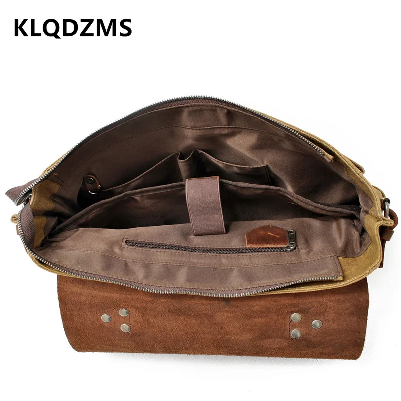 KLQDZMS Men's Handbag Briefcase Canvas Business Briefcase   Men's Messenger Bag Men's File Handbag Office Bags For Men