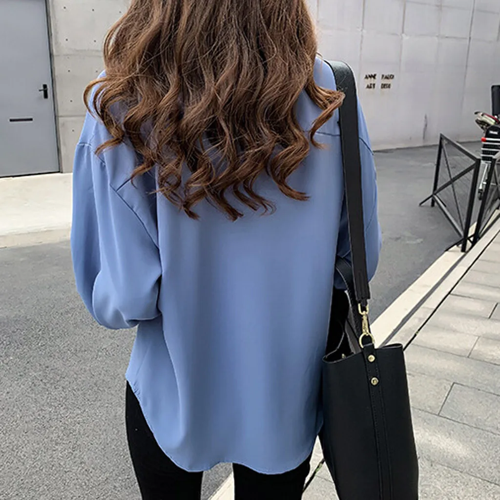 Женская блузка рубашка 2020 модная повседневная на пуговицах с отложным