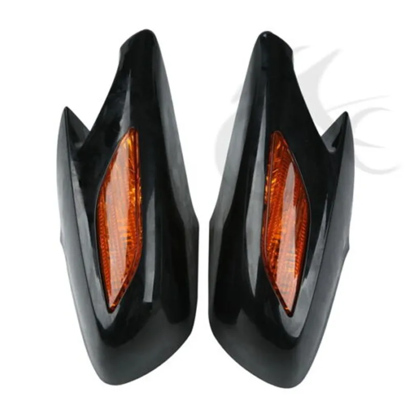 

ABS Black Rear View Mirrors Orange Lens Turn Signal Fit For Honda ST1300 2002-2011 2003 2004 2005 2006 2007