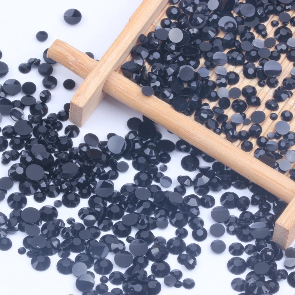 Струйный Черный клей на смоле Стразы 1000-10000 шт 2-6 мм круглые плоские с задней
