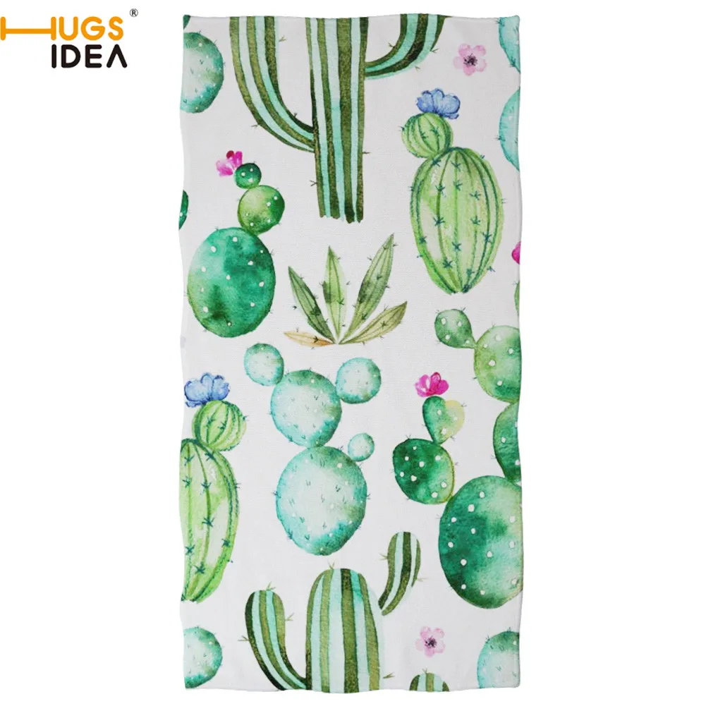 Пляжное полотенце HUGSIDEA акварельное тропический кактус банное суккуленты яркие