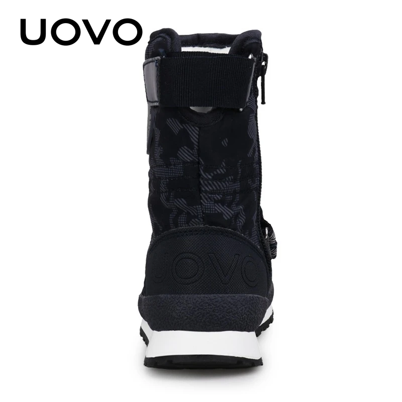 UOVO New Kids Snow Boots Water Proof For Boys And Girls Warm Winter Shoes Fashion Mid-Calf Children Footwear Size Eur #30-38 | Мать и