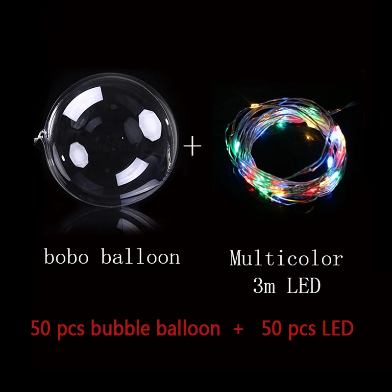 50 bubble 50 led 100 шт./лот 10/18/24 дюйма прозрачный ПВХ пузырь шарики Led Bobo прозрачный гелия без светильник Globos День рождения Свадебная вечеринка Декор - Цвет: 50 bubble 50 led