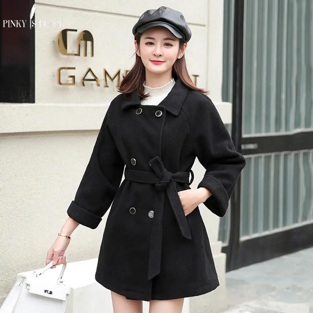

PinkyIsBlack Blends Woolens Overcoat Women Double Breasted Coat Female Autumn Winter Ladies Coats And Jackets Women's Wool Coat