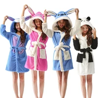 women panda bath robe hooded bathrobe cartoon winter unisex unicorn plush pajamas cute adults animal flannel kigurumi sleepwear