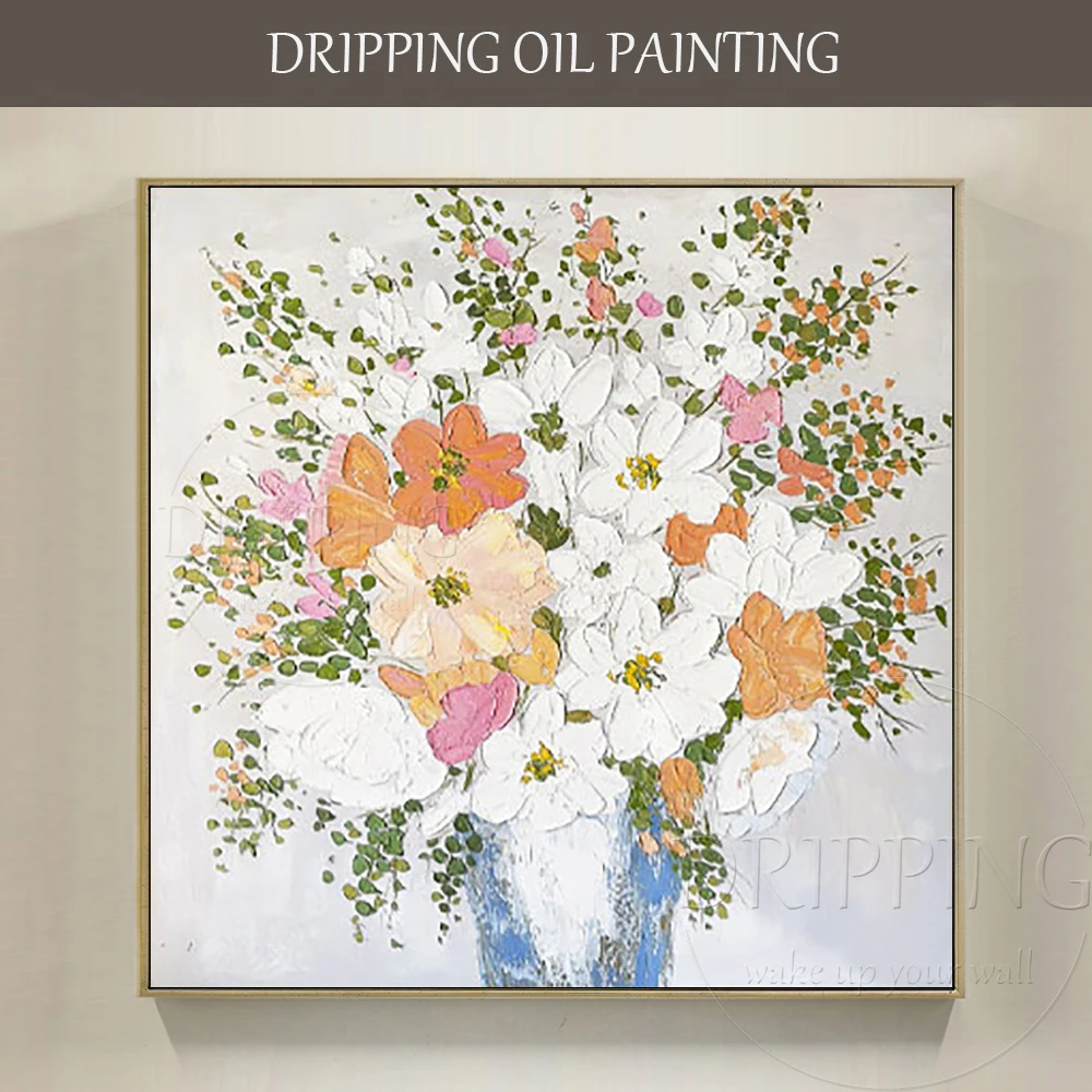 Искусственная акриловая Цветочная Картина на холсте толстые краски абстрактная