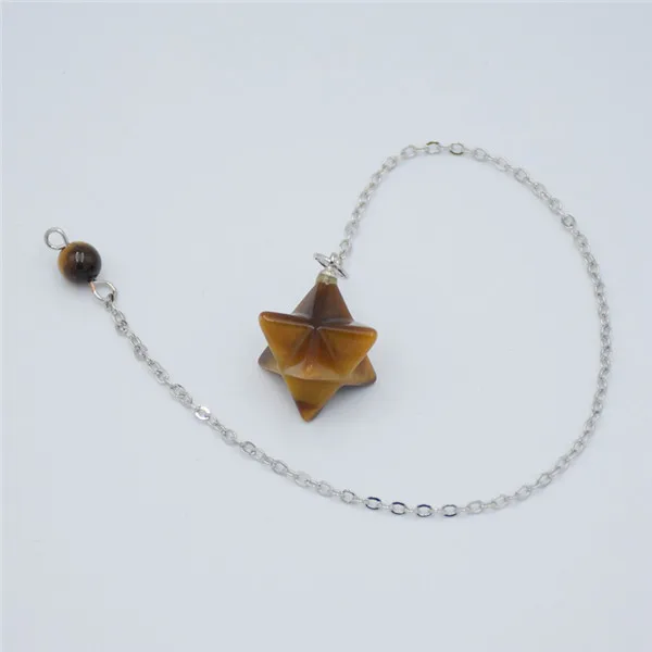 tiger eye 1 шт. маленькие натуральные кристаллы аметиста опал черный Агаты камень Меркаба подвеска Маятник Рейки Исцеление Точка Шарм ювелирные изделия - Окраска металла: tiger eye