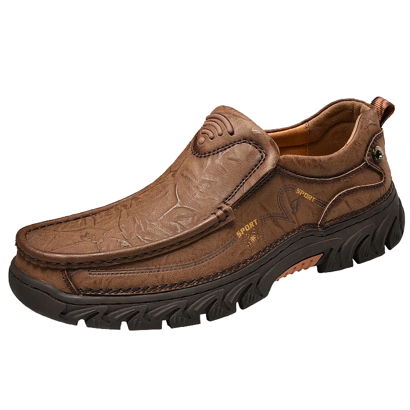 Модные Для мужчин кожа дышащая мужская повседневная обувь без застежки