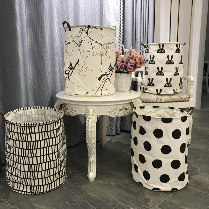 Складная корзина для белья круглая хранения большая 40*50 см Ткань