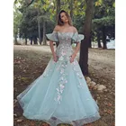 Нежные Аппликации Кружева трапециевидной формы вечерние платья милое платья для выпускного бала принцессы 2021 полу-Длина Бесплатная Цветочный Тюль платья для официальных мероприятий