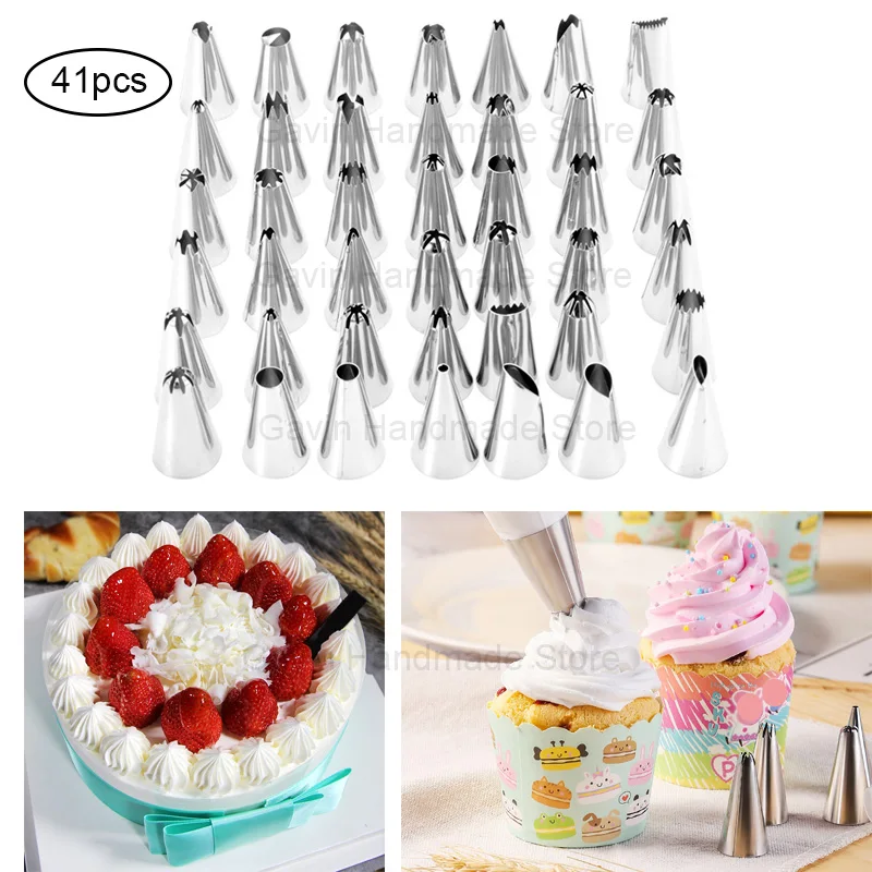 

41pcs Cream Nozzles Pastry Tools Accessories Cake Decorating Tools Pastry Bag Cake Tool Kitchen Bakery Confectionery Equipment