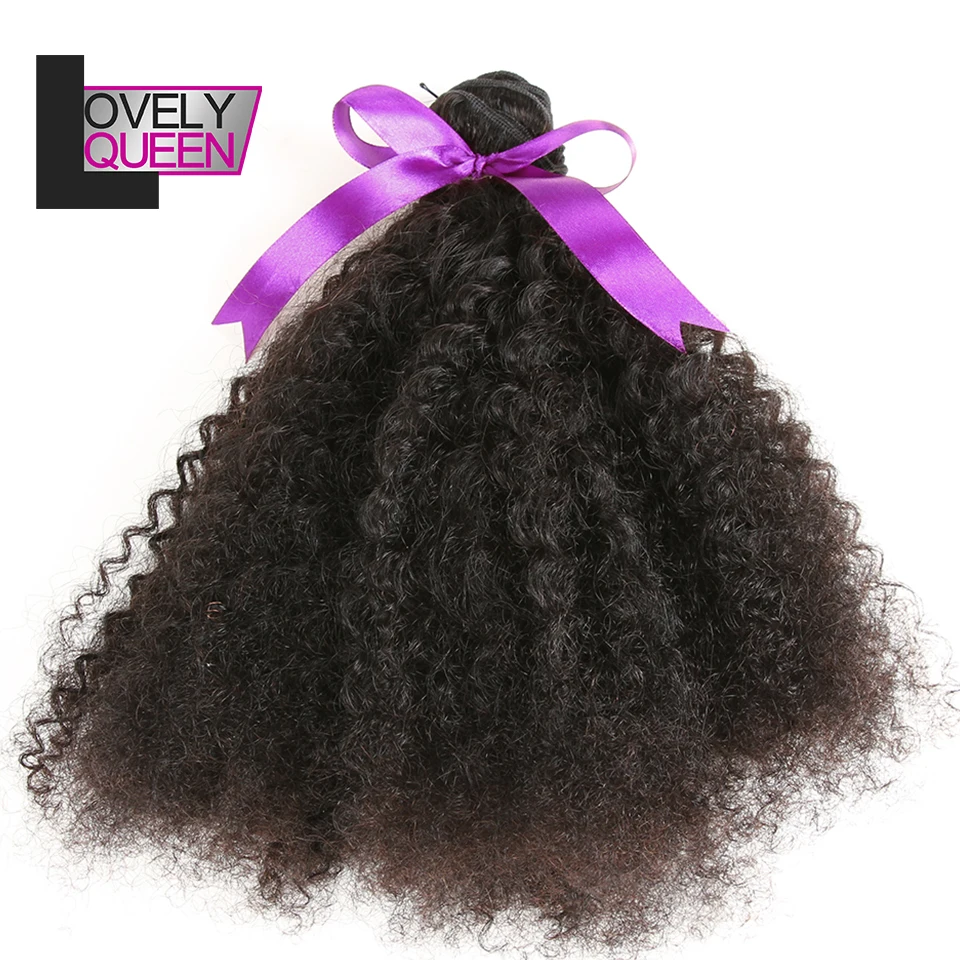 

Lovely Queen hair Bomb Kinky Curly Hair Bundles Natural Color Human Hair Bundles 3 Bundles Weave for Black Women No Tangle