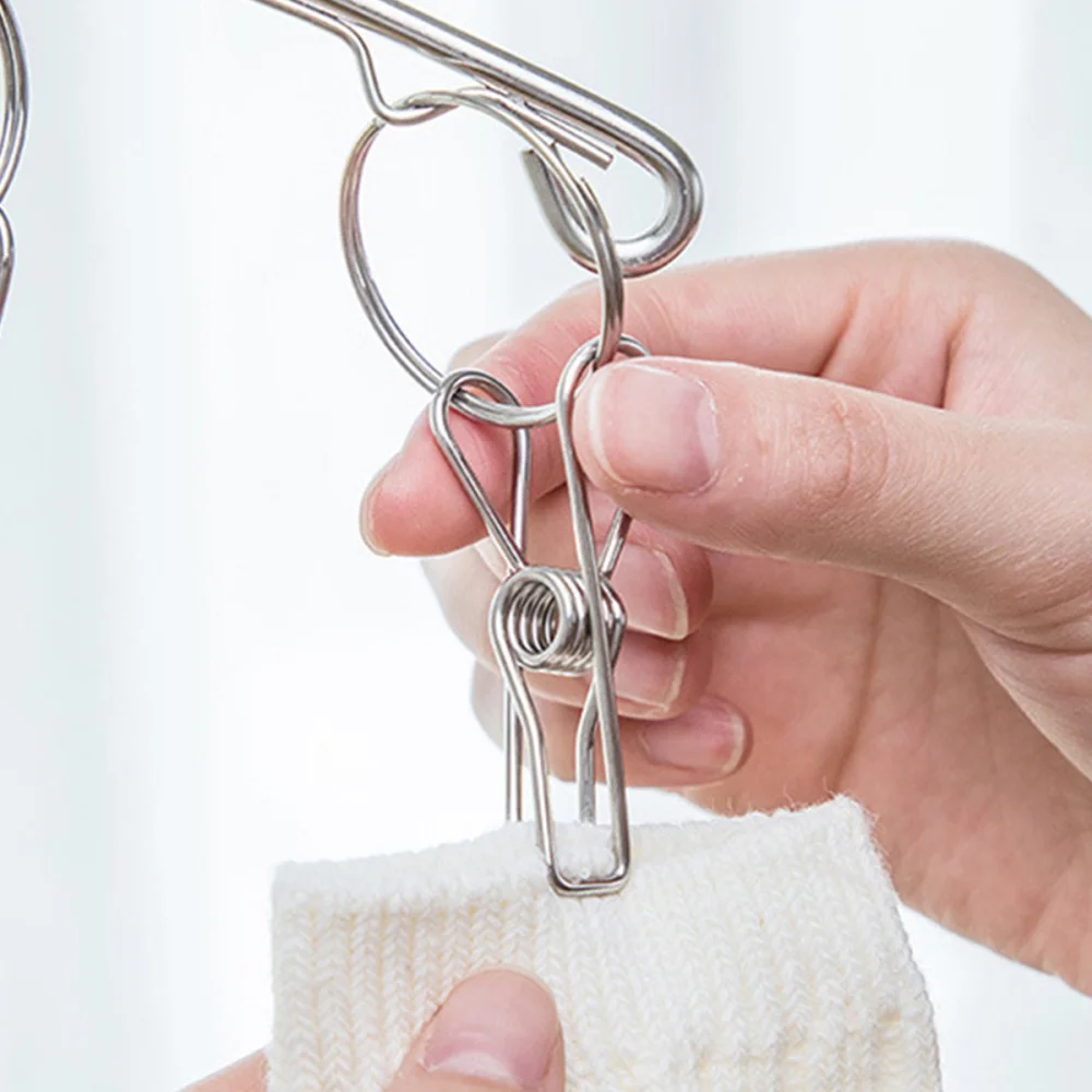 

2pcs Stainless Steel Laundry Hanger 8 Clips Drying Rack Arch Coat Hanger for Drying Clothes Towels Diaper Socks