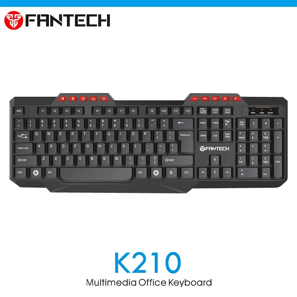 Fantech K210 многофункциональная клавиатура 114 ключей английская проводная USB Keybord для ежедневного использования офисный Keybord