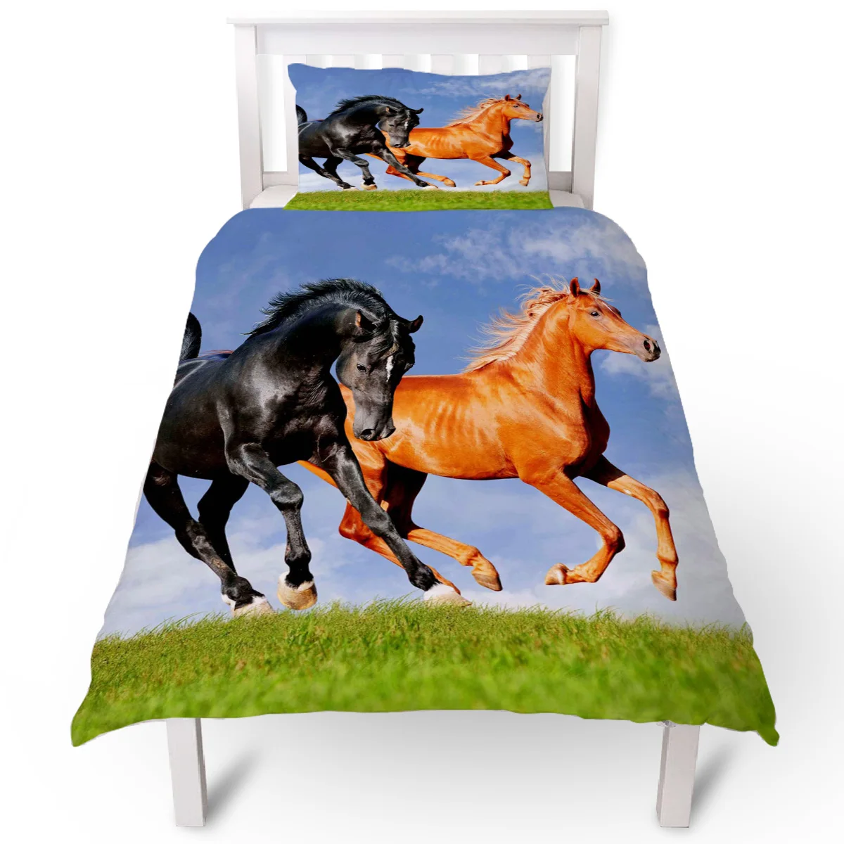 Пастбища лошадь небо Пододеяльник подушка чехол Стёганое одеяло крышка