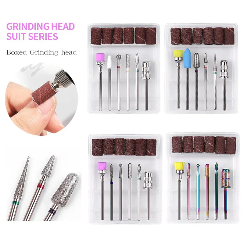 

12pcs Tungsten Diamond Nail Drill Bit with Sanding Bands Burr Electric Milling Cutters Files For Pedicure Manicure Accessories