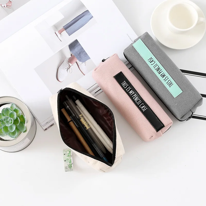 Простой Текстовый пенал холст школьные принадлежности канцелярские подарок