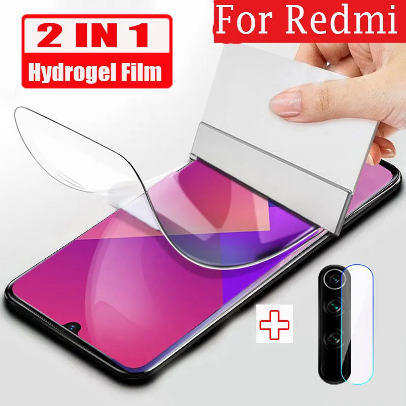 Закаленное защитное стекло 2 в 1 для Xiaomi Redmi Note 8 7 8T K20 K30 Pro Гидрогелевая пленка не