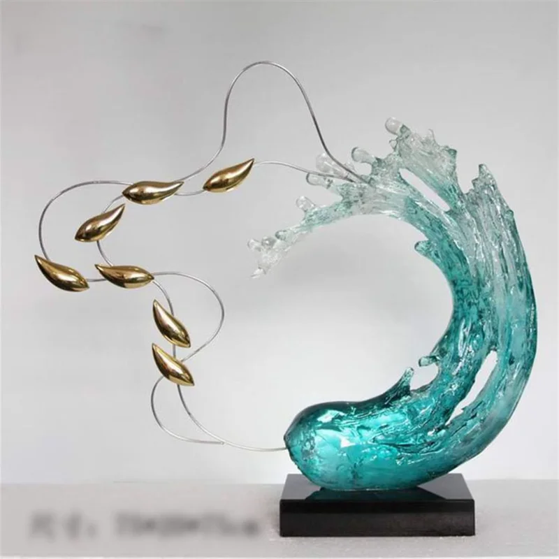 Art Decorative Water Like Resin Craft Abstract Sculpture Home Hotel Decoration Standing Sculptures enlarge