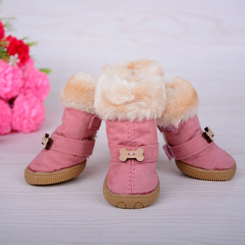 

4Pcs/Set Pet Dog Shoes for Small Dogs Warm Waterproof Fur Puppy Pet Shoes Dog Snow Boots Chihuahua Yorkie Shoes Pet Products