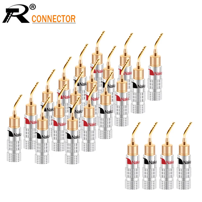 

100pcs High Quality New 24K Gold Nakamichi Speaker Pin Angel 2mm Banana Plugs Speaker Wire Screw Lock Connector