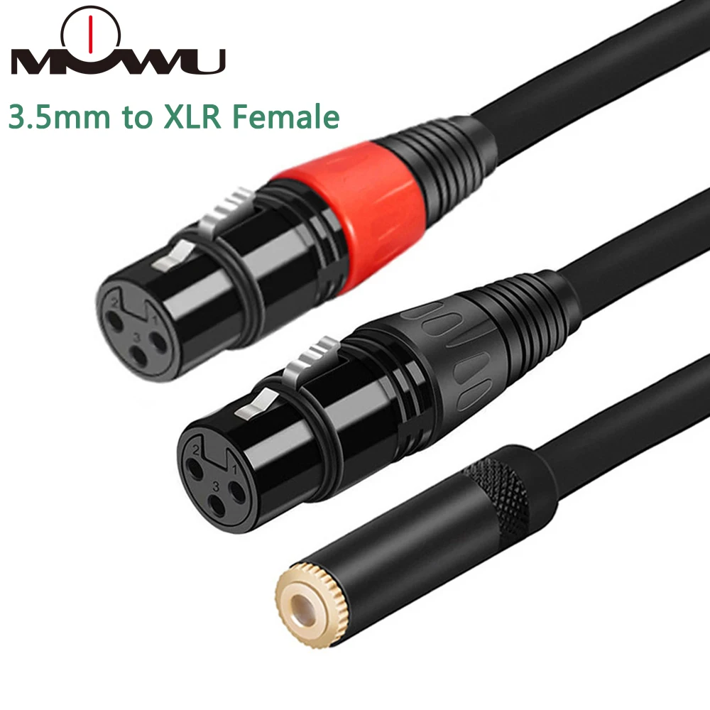 Mowu3.5 мм разъем стерео Женский двойной 3Pin XLR аудио кабель адаптер Разъем микрофоны
