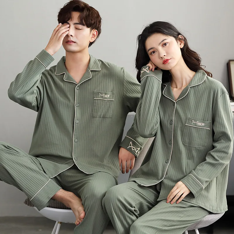 

Cat Couple Pajamas Women Autumn And Winter Long-Sleeved Cotton Men's And Women's Home Service Couples Cotton Loose Suit
