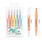 6 шт.компл. с двойной головкой флуоресцентная светящаяся ручка маркеры Пастельная ручка для рисования для студент, школа, офис, товары милые канцелярские принадлежности
