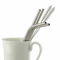 reusable metal straws set 304 stainless steel 1246 sets straight bent drinking straw for 30 oz cleaning brush drop shipping