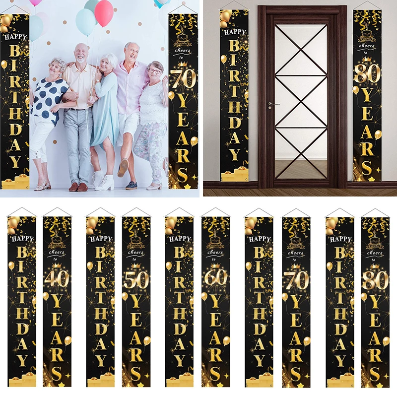 

Birthday Door Curtain 50th Birthday Party Decor Anniversary Party Supplies Adult 30 40 50 60 70 80 Year Birthday Couplet Flag