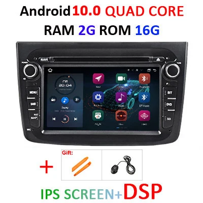 DSP ips HD 4G+ 64G Автомобильный DVD мультимедийный плеер Android 10 gps радио для Alfa Romeo Mito 2008-2012 Авто Радио стерео видео OBD2 DVR - Цвет: 2G 16G IPS DSP B