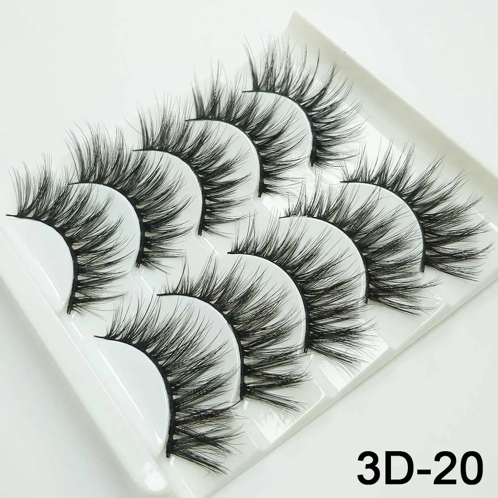 3D-20 5 пар норковых ресниц натуральные/толстые 3D Искусственные ресницы натуральные накладные ресницы ручной работы инструмент для макияжа накладные ресницы - Цвет: 3D-20