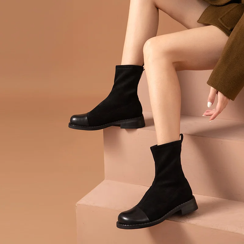 Женские ботильоны из телячьей кожи BeauToday осенне зимние полусапожки без застежек