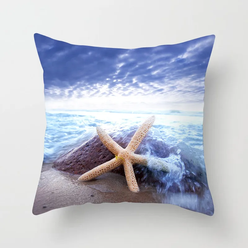 Fuwatacchi Cartoon Ocean Pattern Cushion Cover Starfish Conch Pillow For Car Home Room Sofa Decorative Pillowcase 45cm*45cm | Дом и сад