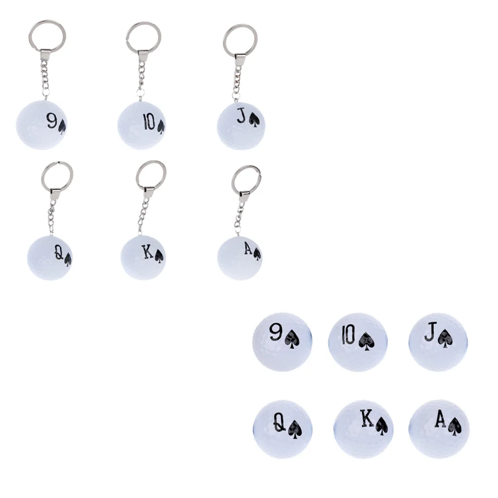

6Pcs Quality Poker Golf Balls Set Or Golf Ball Keychain Keyring Golfer Gift