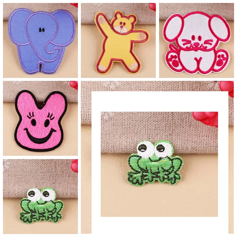 Мультяшные вышитые нашивки со слоном аппликации с утюгом медведем солнце