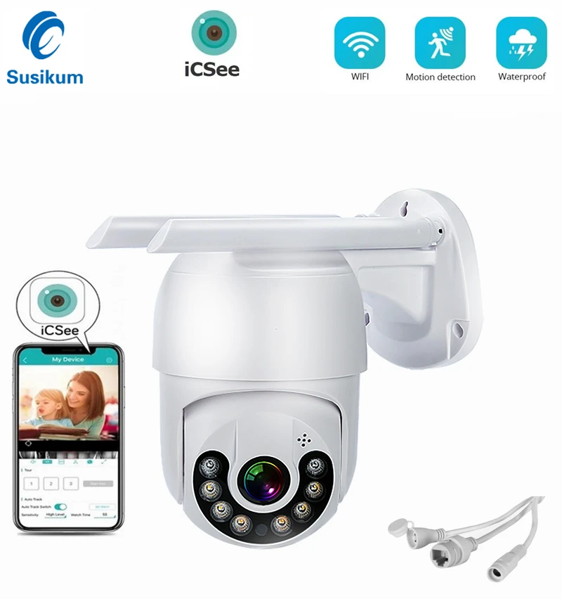 

8MP 4K Outdoor ICSee WIFI Camera Waterproof Two Ways AUDIO Speed Dome Security Wireless IP Camera Color Night Vision