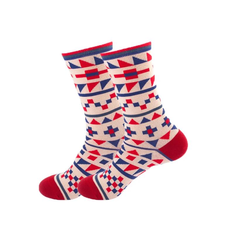 

1 pair Men's Funny Socks Men Art Oil Painting Crew Socks Skateboard Street Hip Hop Socks Male Avocado Plaid Striped Embroidery