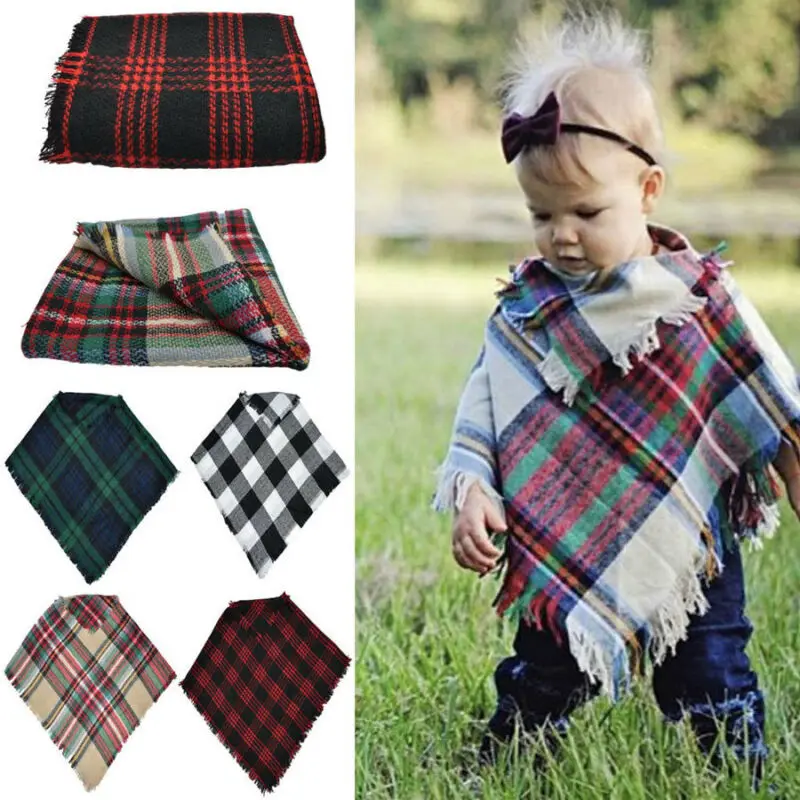 Детская накидка шаль Классическая зимняя одежда для девочек платок с кисточками