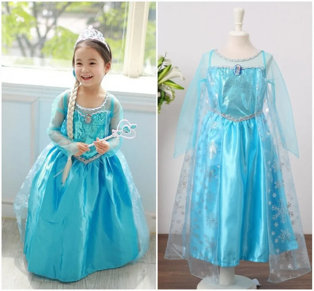 Зимнее платье Эльзы из 2 предметов для девочек фантазийный детский наряд Снежной Королевы на день рождения вечерние костюм принцессы Эльзы и Анны, платье