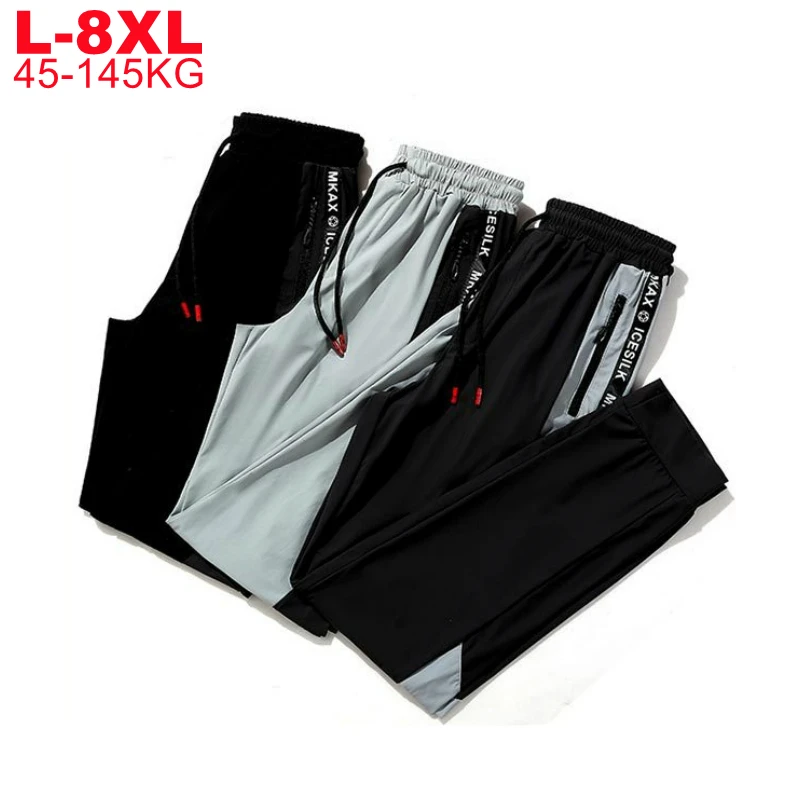 

Men Summer Cool Sweatpants Male Trousers Breathable Ligheweight Black Pants Plus Size 5xl 6xl 7xl 8xl High Quality Casual Pants