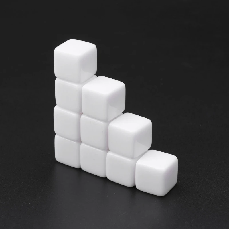 

A5KC 10 шт./упак. новые акриловые 16/18/20 мм белые пустые кости Обучающие аксессуары для игр инструменты для математики квадратные углы