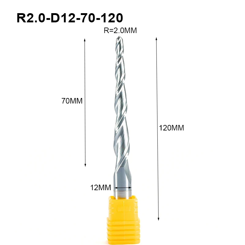 Концевые фрезы R2xD12x70x120L с двумя канавками вольфрамовые твердосплавные