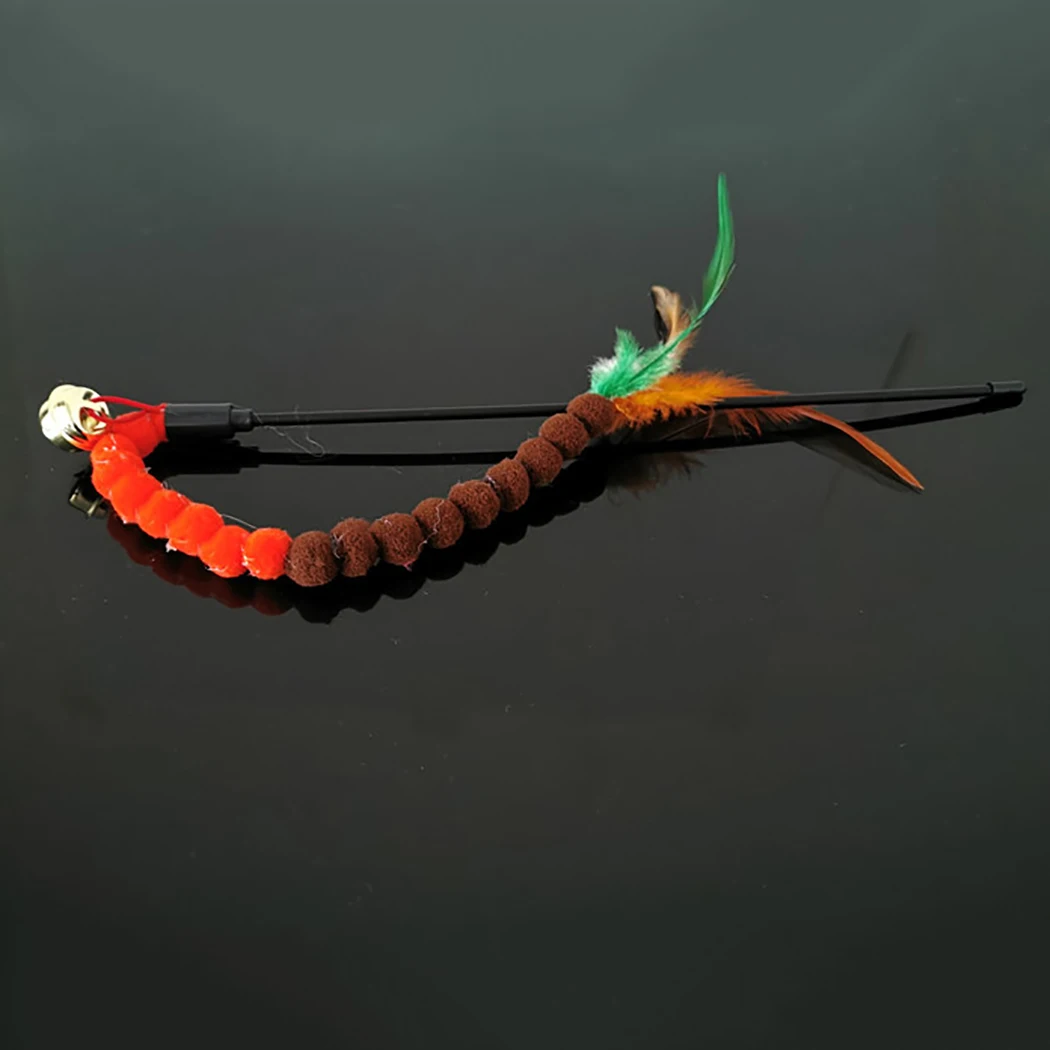 

1pc Cat Teasing Wand Toy Fake Feather Decor Cat Wand Kitten Teaser Interactive Toy With Bell Pet Supplies Pet Accessories