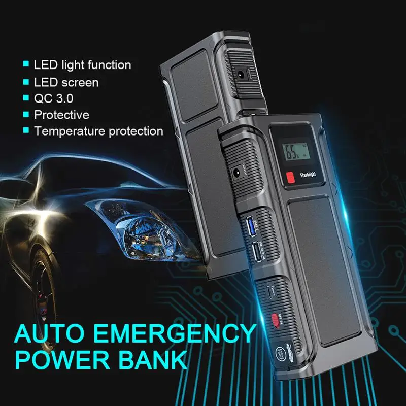 Новый Портативный Автомобильный аварийный пусковой источник питания черный