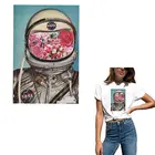 Красивая наклейка в виде космонавта на одежду, Термочувствительная наклейка на одежду сделай сам, модная женская футболка, нашивка, Декор