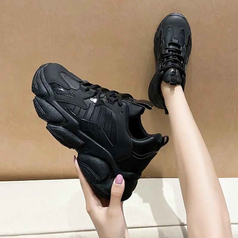 

Women Platform Chunky Sneakers 2020 Spring Korean Fashion Lace Up Casual Shoes Woman Breathable Old Dad Shoes Vulcanized Shoes