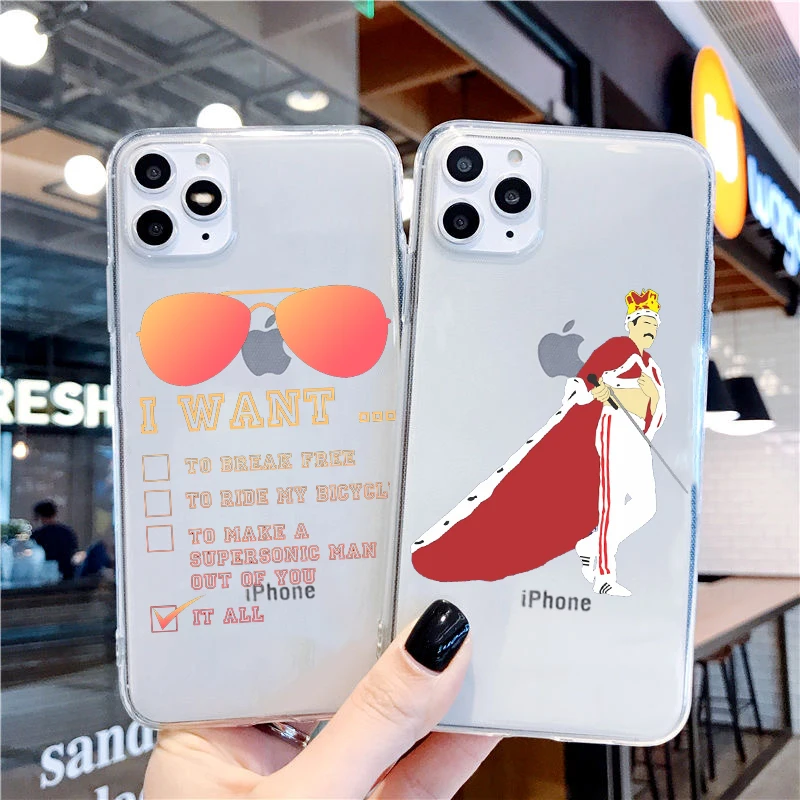 

Freddie Mercury Queen band High Quality TPU soft Phone Case for iPhone 11pro 12pro Max 12mini XR X XS MAX 6s 7plus 8 8Plus cover